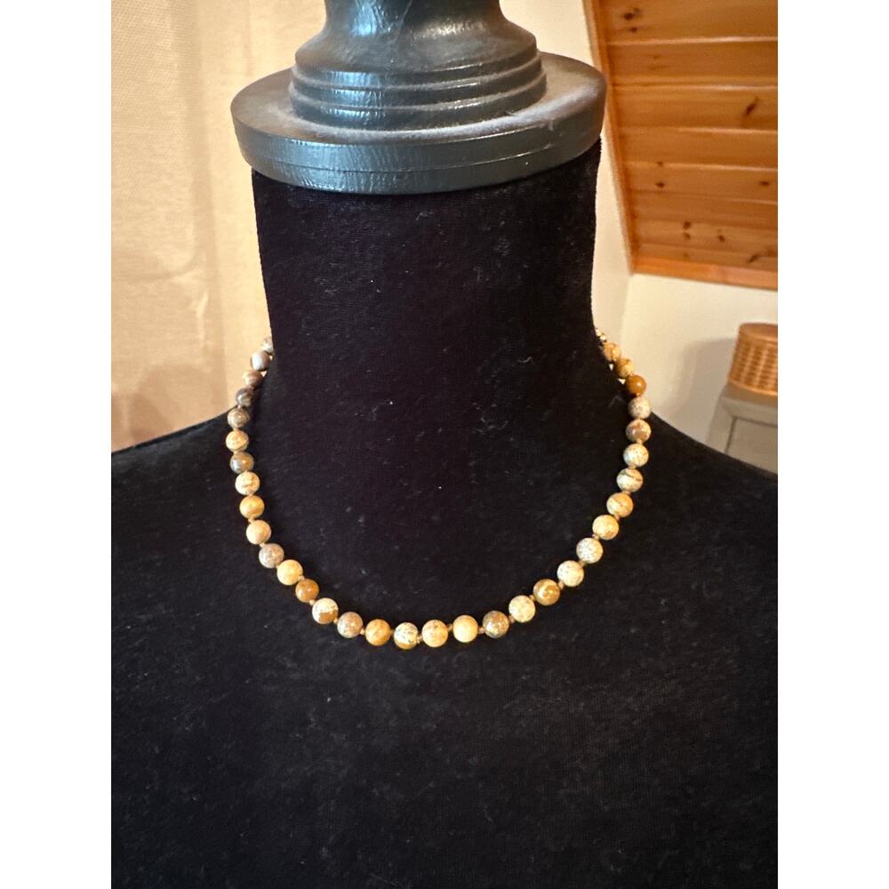 Earth‑Tone Jasper Beaded Necklace – Handcrafted Single Strand